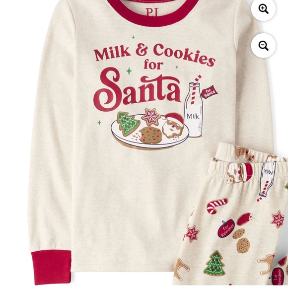 The Children’s Place Unisex Milk & Cookies For Santa 2 PC Pajama Set Size 8 NWT - Picture 2 of 6